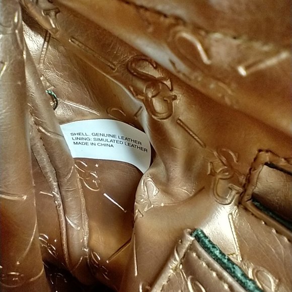 La Gioe Di Toscana By Sharon Gioe Green Leather Satchel Travel Bag - Picture 13 of 16